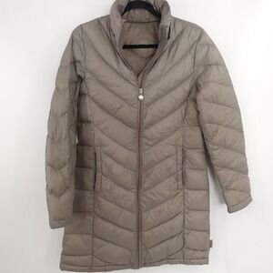 Calvin Klein Jacket Packable Lightweight Down Puffer Coat Taupe Women's Small